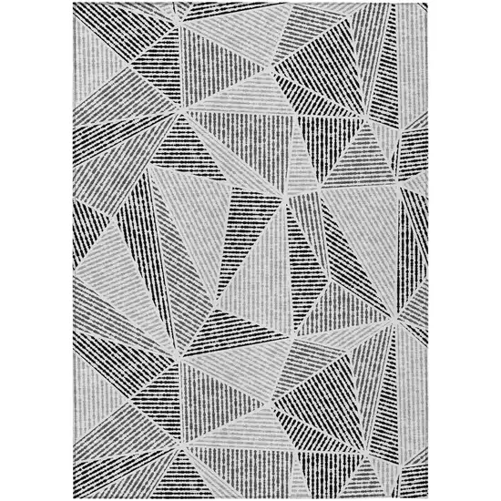 Pewter Charcoal And Gray Geometric Washable Indoor Outdoor Area Rug Photo 2