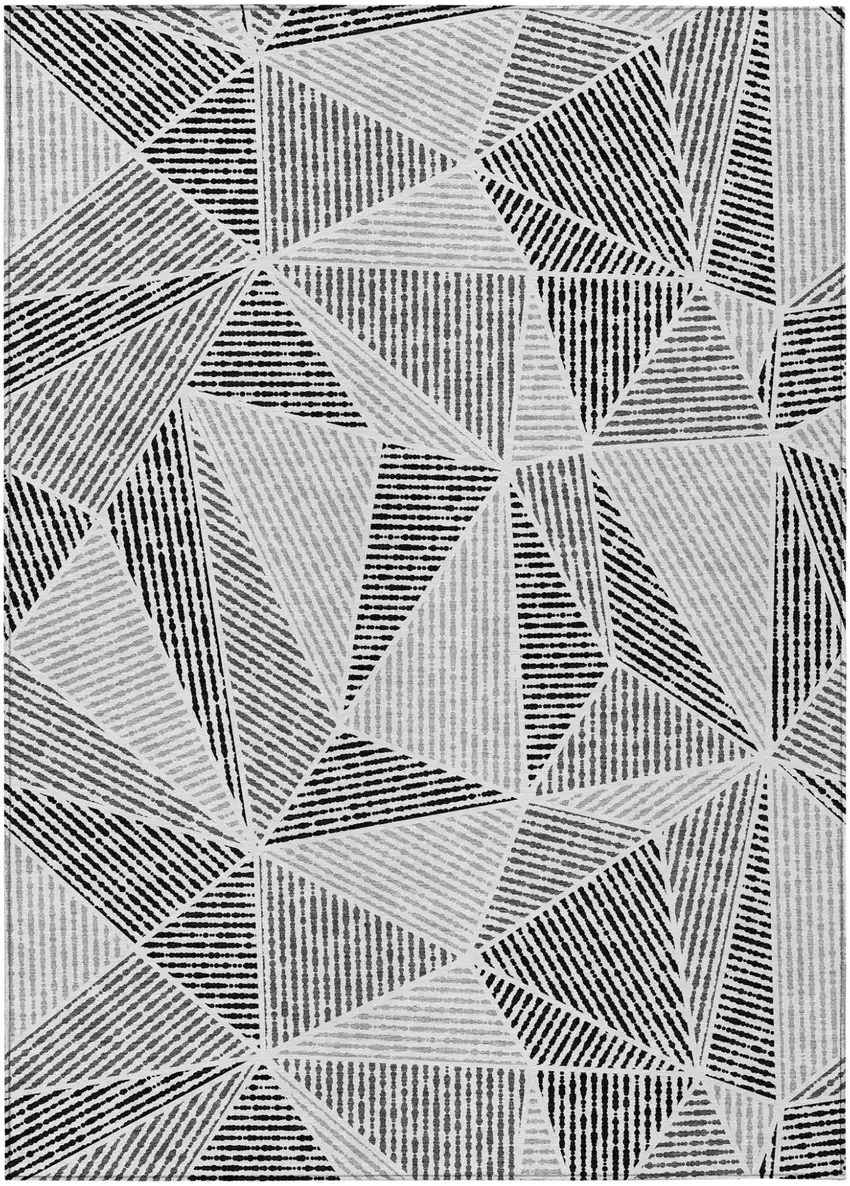 Pewter Charcoal And Gray Geometric Washable Indoor Outdoor Area Rug Photo 2