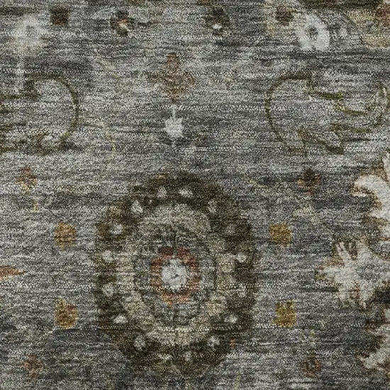 Pewter Copper And Beige Oriental Washable Area Rug With UV Protection Photo 8