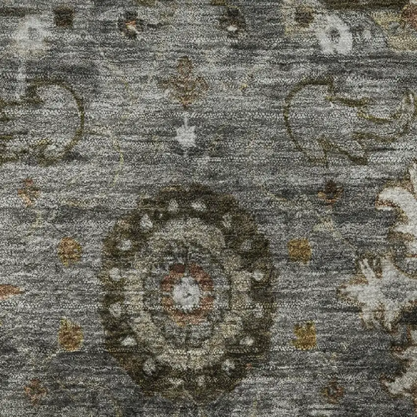 Pewter Copper And Beige Oriental Washable Area Rug With UV Protection Photo 8