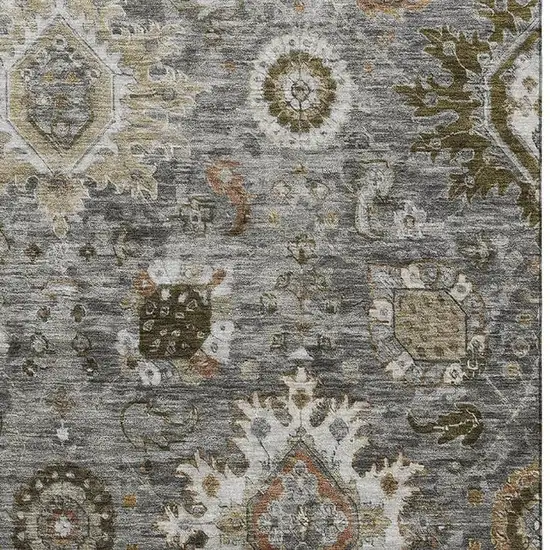 Pewter Copper And Beige Oriental Washable Area Rug With UV Protection Photo 3