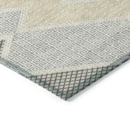 Pewter Copper And Silver Geometric Washable Indoor Outdoor Area Rug Photo 9