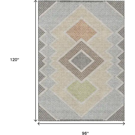 Pewter Copper And Silver Geometric Washable Indoor Outdoor Area Rug Photo 3