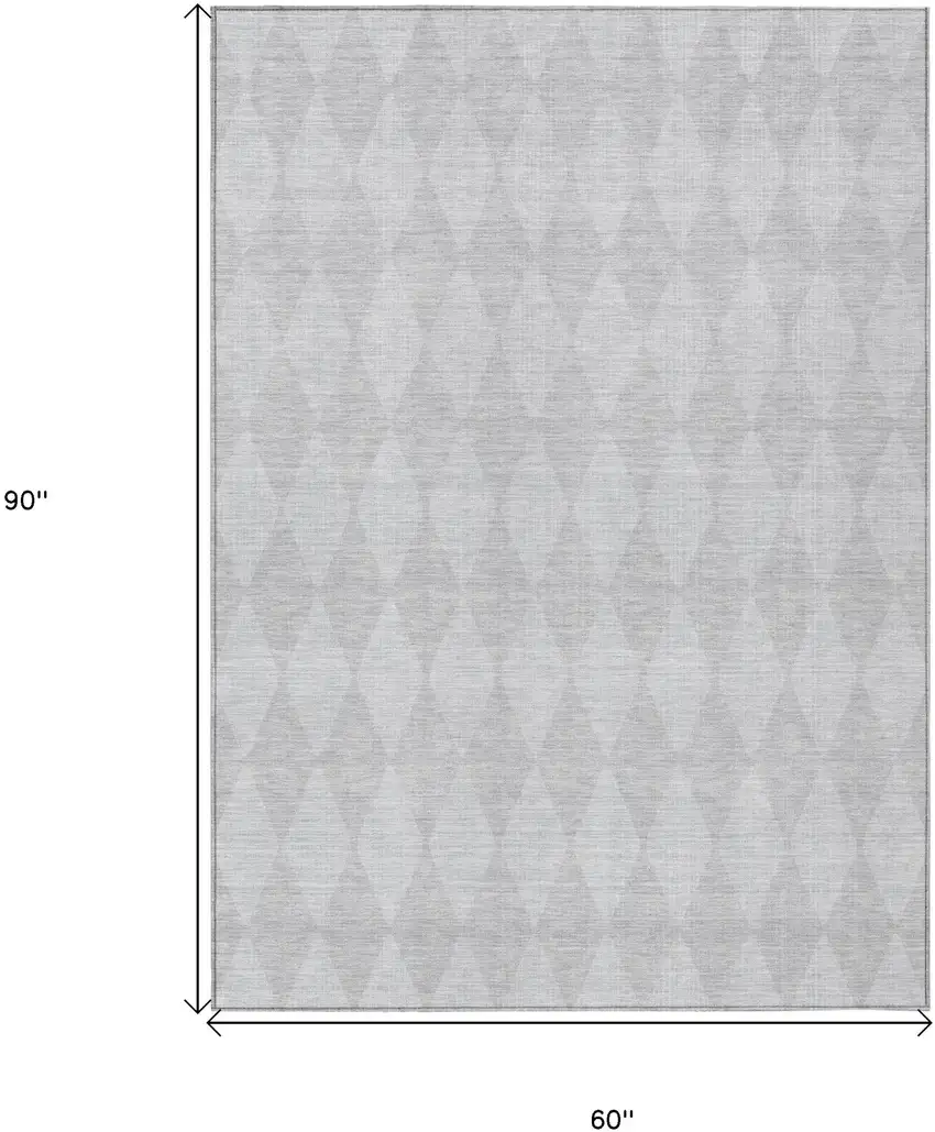 Pewter Geometric Washable Indoor Outdoor Area Rug Photo 3