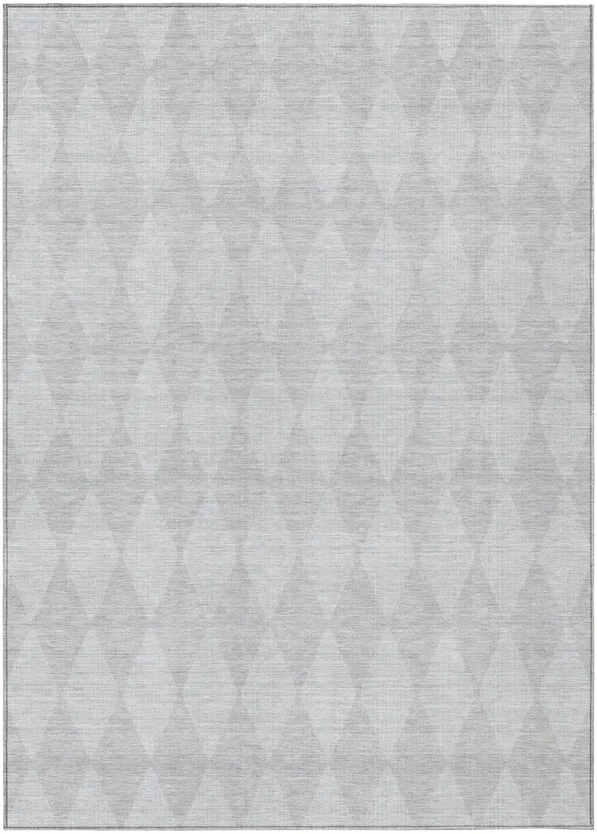 Pewter Geometric Washable Indoor Outdoor Area Rug Photo 2