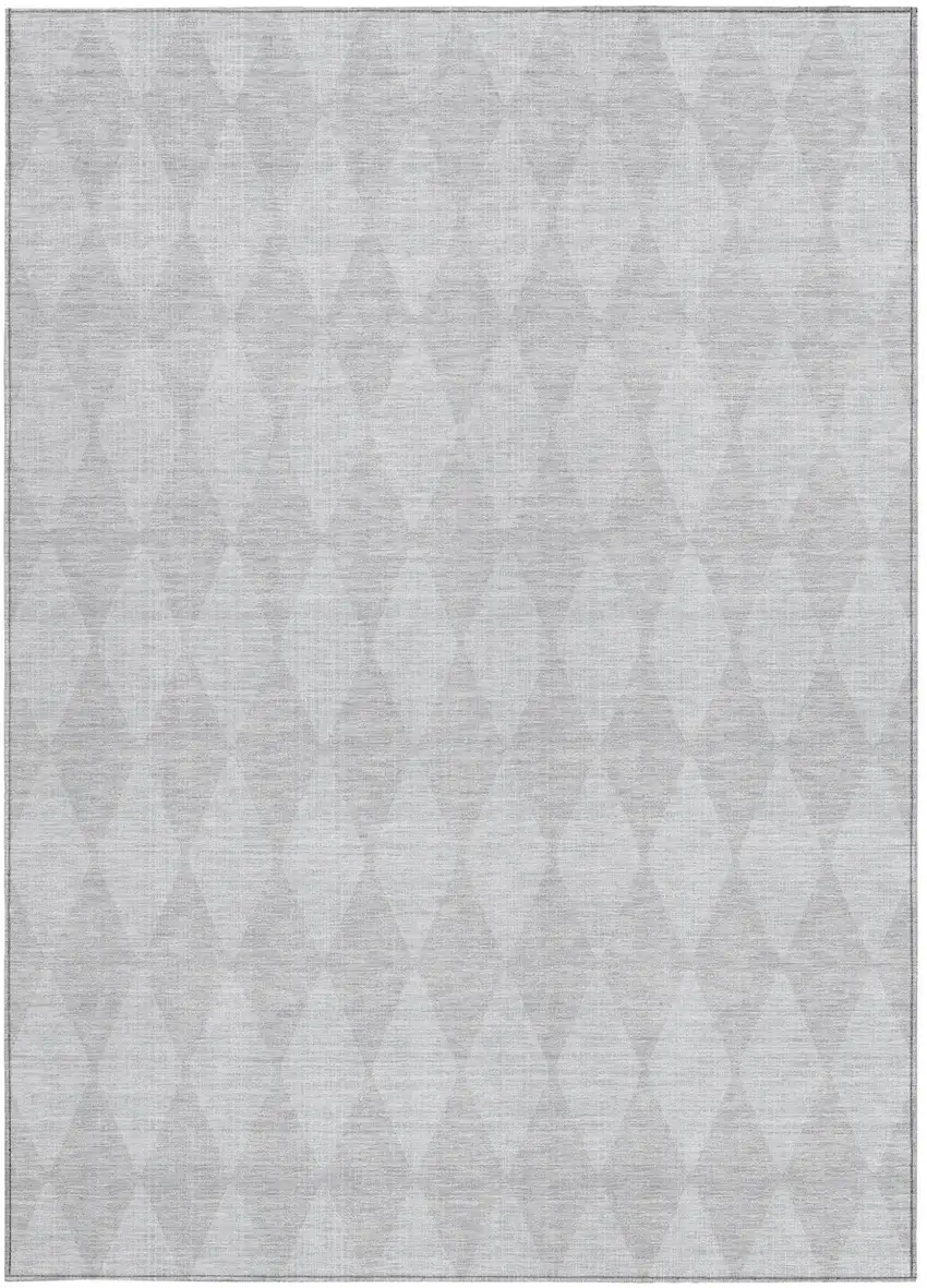 Pewter Geometric Washable Indoor Outdoor Area Rug Photo 5