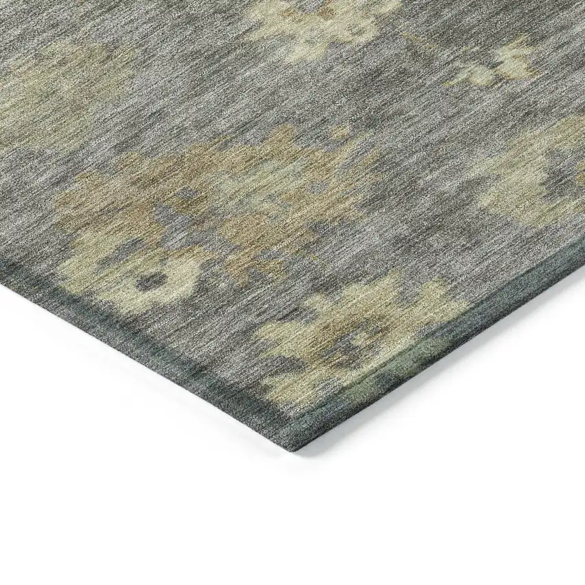 Pewter Gold And Beige Floral Washable Indoor Outdoor Area Rug Photo 6