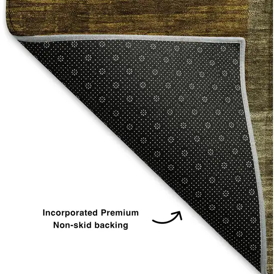 Pewter Gold And Brown Geometric Washable Area Rug With UV Protection Photo 7