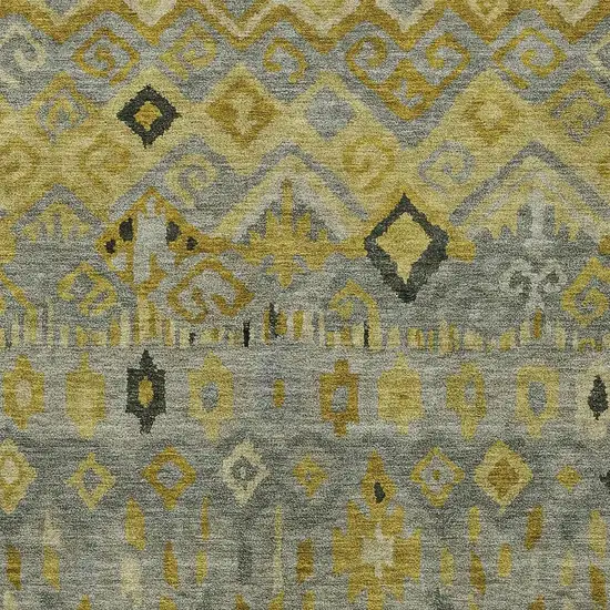 Pewter Gold And Charcoal Geometric Washable Indoor Outdoor Area Rug Photo 8