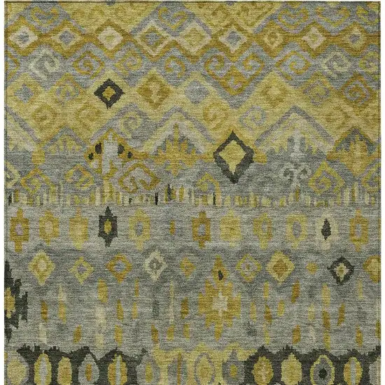 Pewter Gold And Charcoal Geometric Washable Indoor Outdoor Area Rug Photo 6