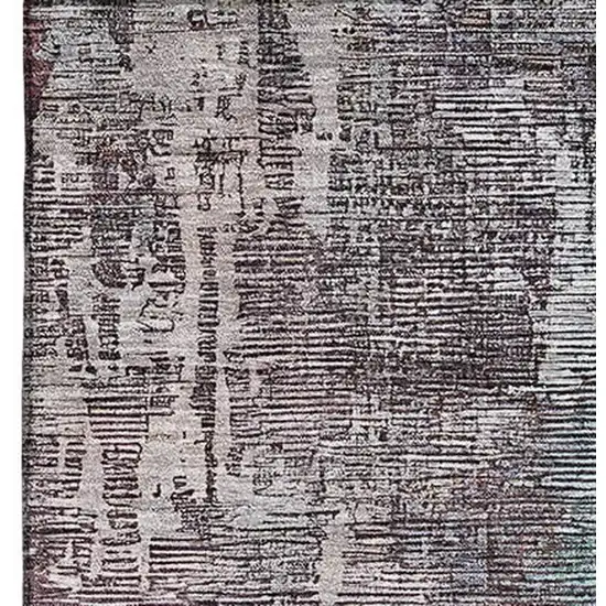 Pewter Gold And Eggplant Abstract Washable Area Rug With UV Protection Photo 5