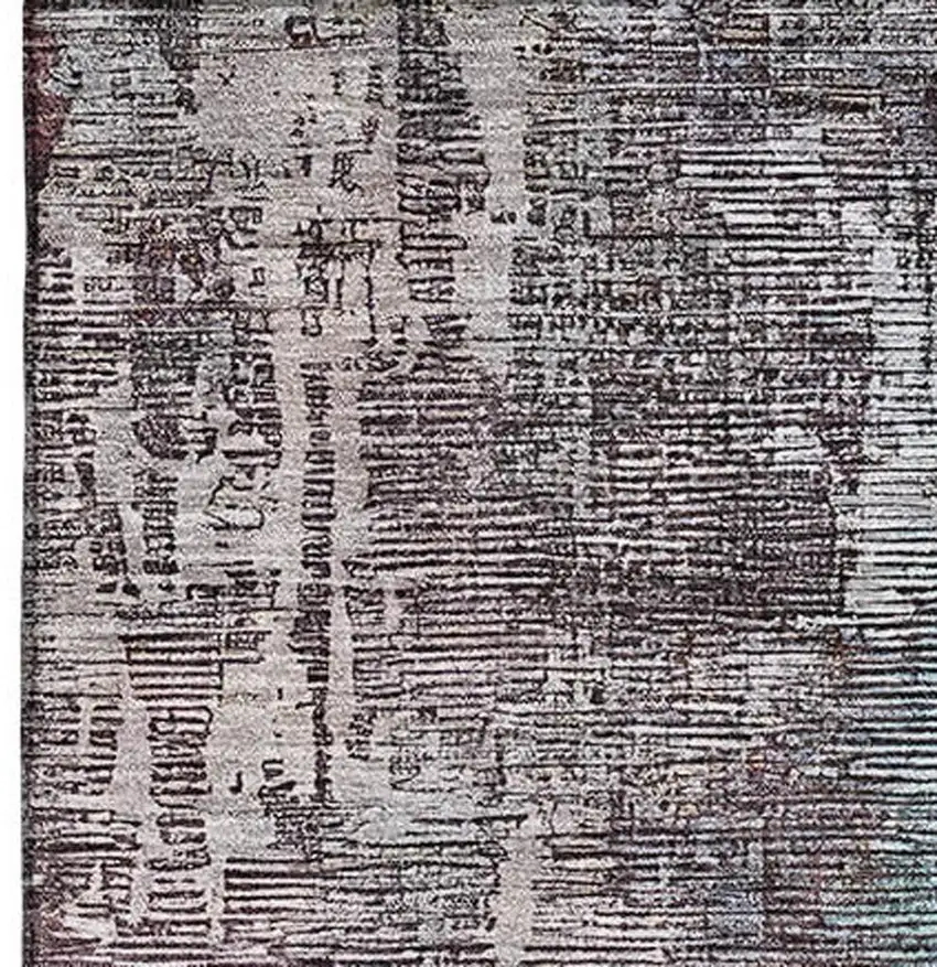 Pewter Gold And Eggplant Abstract Washable Area Rug With UV Protection Photo 5