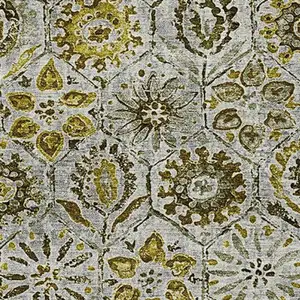 Photo of Pewter Gold And Gray Floral Washable Area Rug With UV Protection