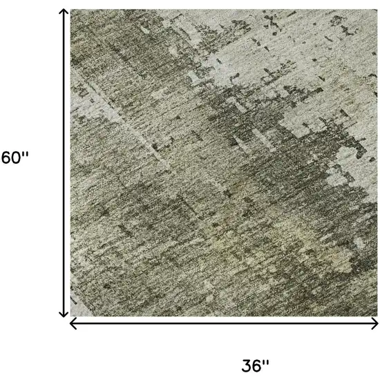 Pewter Gold And Ivory Abstract Washable Area Rug With UV Protection Photo 8