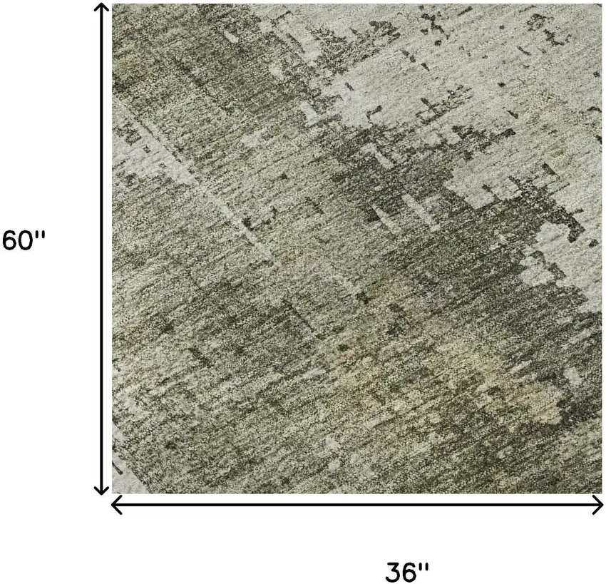 Pewter Gold And Ivory Abstract Washable Area Rug With UV Protection Photo 8