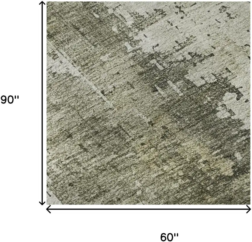 Pewter Gold And Ivory Abstract Washable Area Rug With UV Protection Photo 8