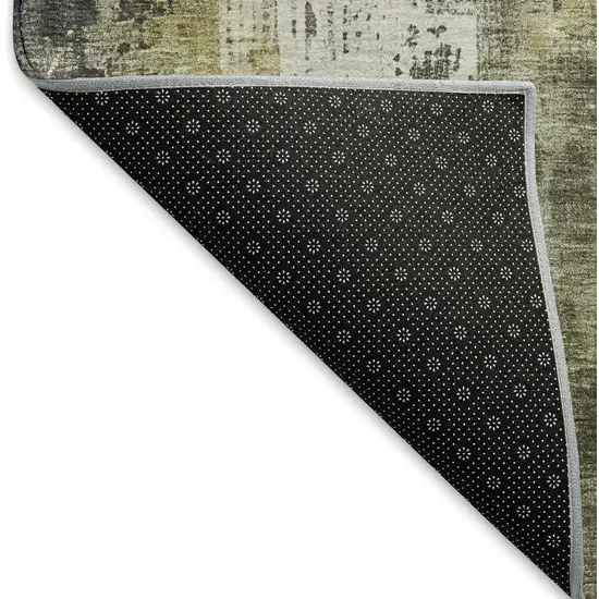 Pewter Gold And Ivory Abstract Washable Area Rug With UV Protection Photo 5