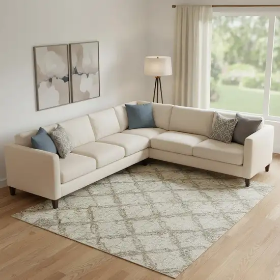 Pewter Gold And Ivory Abstract Washable Area Rug With UV Protection Photo 2