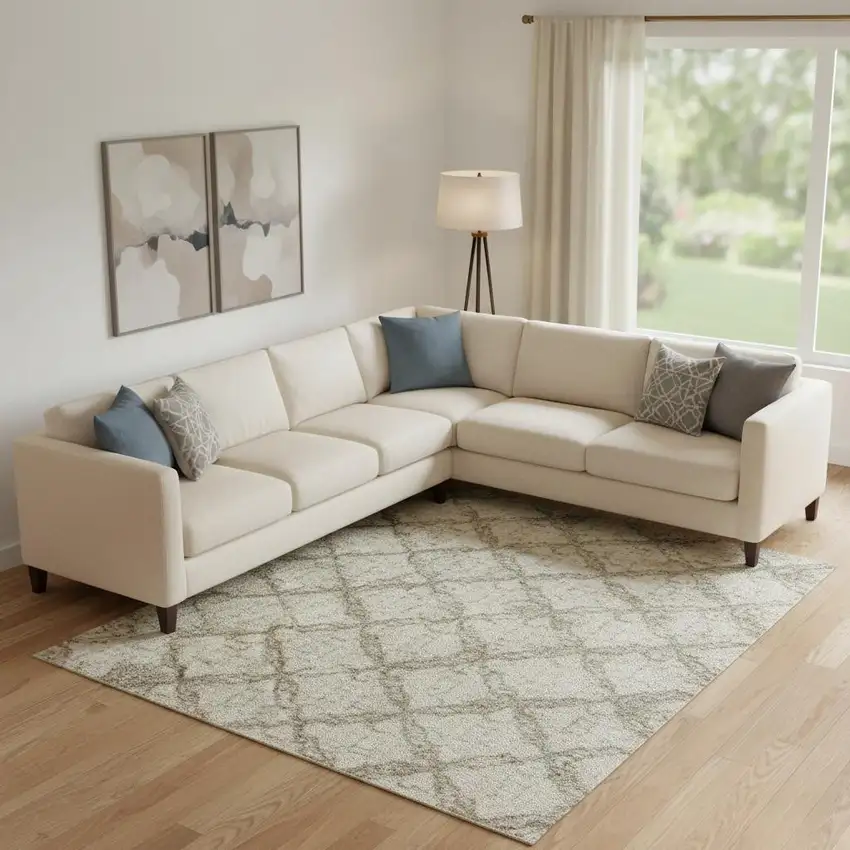 Pewter Gold And Ivory Abstract Washable Area Rug With UV Protection Photo 2