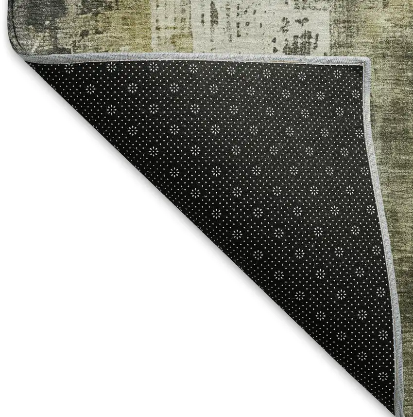 Pewter Gold And Ivory Abstract Washable Area Rug With UV Protection Photo 6