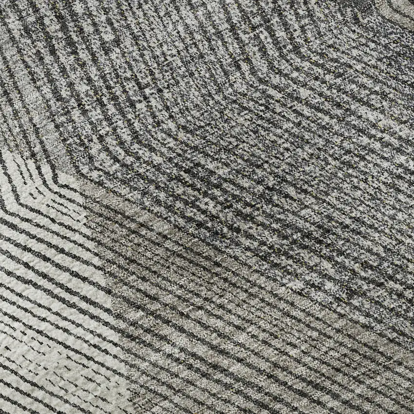 Pewter Gold And Ivory Geometric Washable Area Rug With UV Protection Photo 9