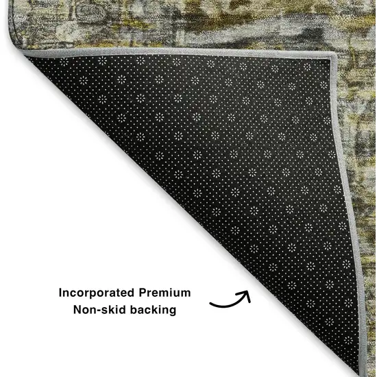 Pewter Gold And Ivory Oriental Washable Area Rug With UV Protection Photo 6