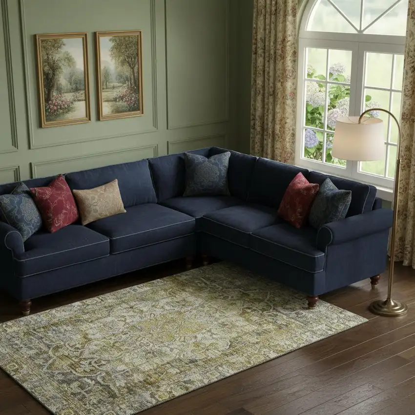 Pewter Gold And Ivory Oriental Washable Area Rug With UV Protection Photo 2