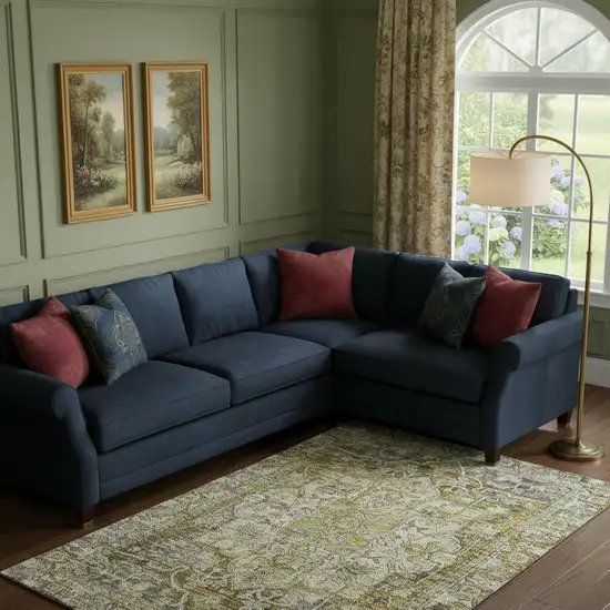 Pewter Gold And Ivory Oriental Washable Area Rug With UV Protection Photo 2