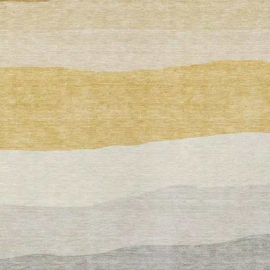 Pewter Gold And Ivory Striped Washable Indoor Outdoor Area Rug Photo 7