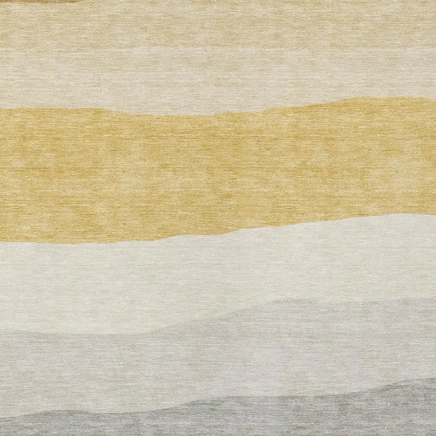 Pewter Gold And Ivory Striped Washable Indoor Outdoor Area Rug Photo 7