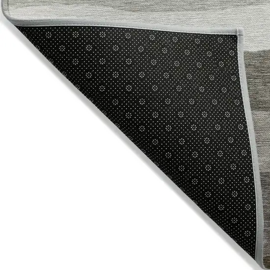 Pewter Gold And Ivory Striped Washable Indoor Outdoor Area Rug Photo 4