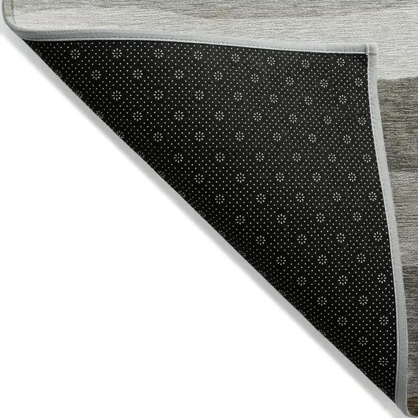 Pewter Gold And Ivory Striped Washable Indoor Outdoor Area Rug Photo 4