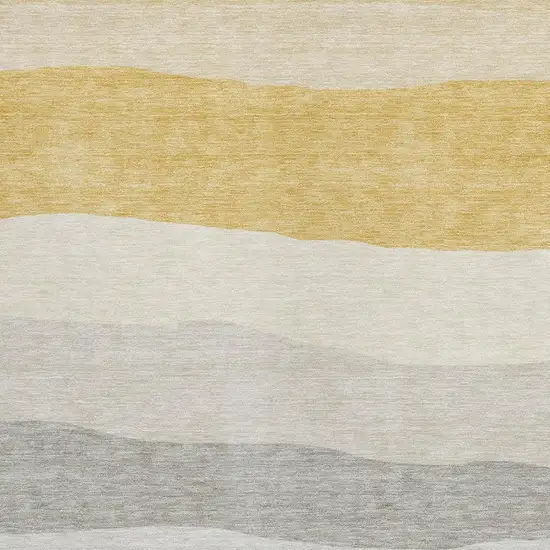 Pewter Gold And Ivory Striped Washable Indoor Outdoor Area Rug Photo 3