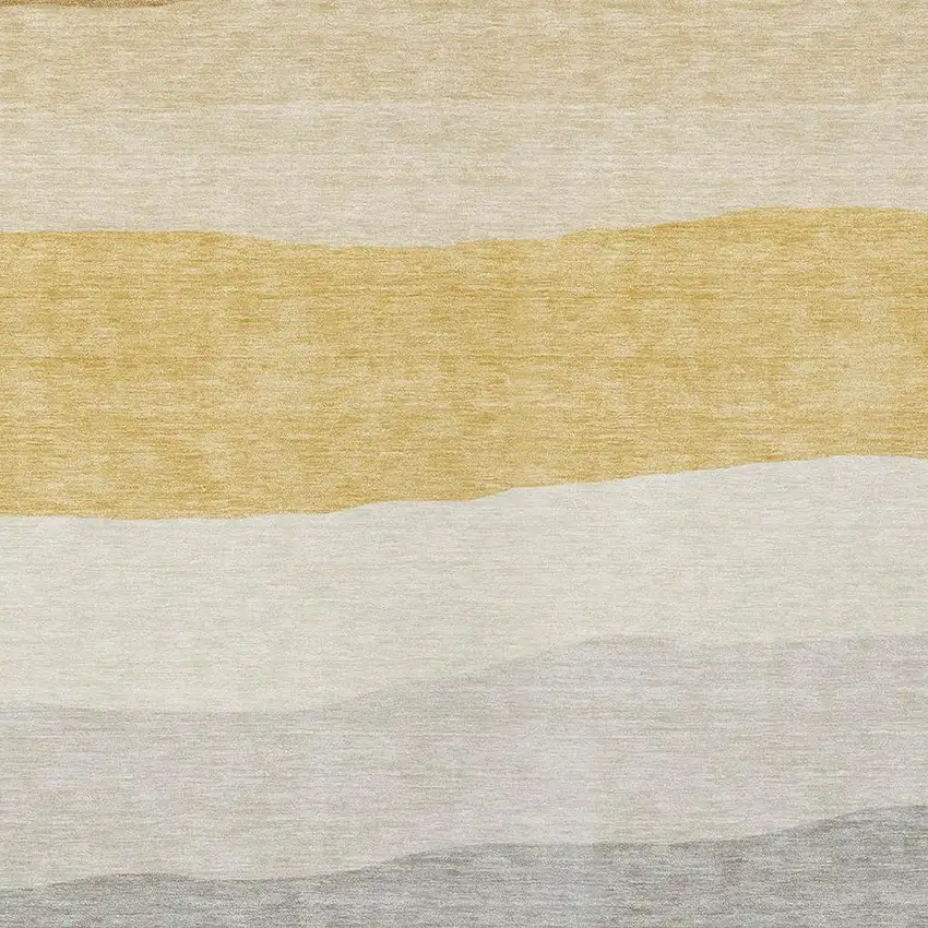Pewter Gold And Ivory Striped Washable Indoor Outdoor Area Rug Photo 7