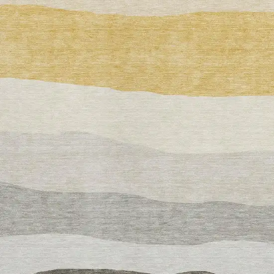 Pewter Gold And Ivory Striped Washable Indoor Outdoor Area Rug Photo 3