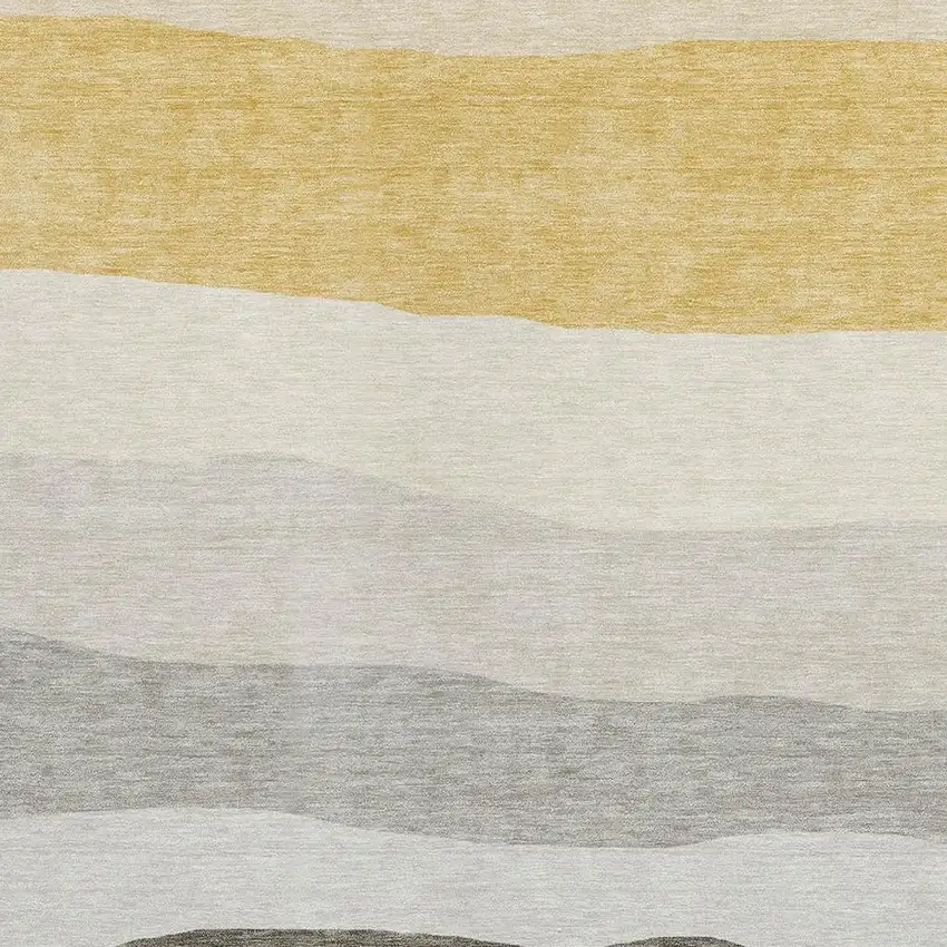 Pewter Gold And Ivory Striped Washable Indoor Outdoor Area Rug Photo 3