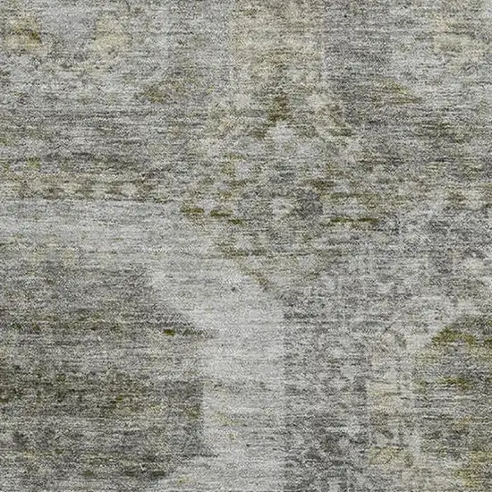 Pewter Gray And Beige Abstract Geometric Washable Area Rug With UV Protection Photo 3