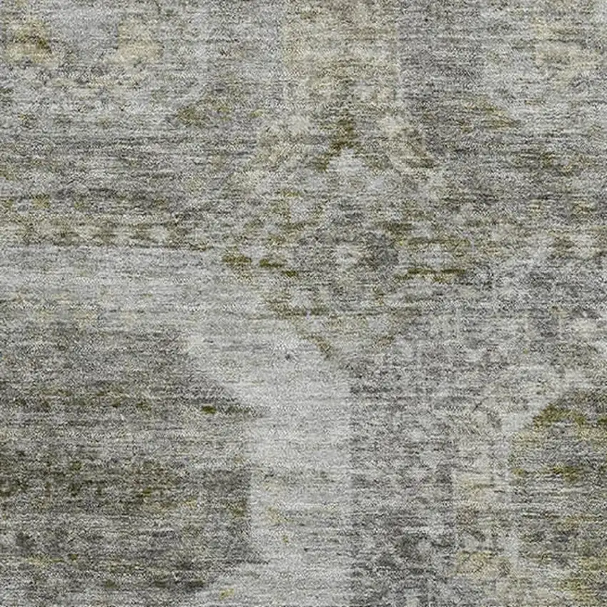 Pewter Gray And Beige Abstract Geometric Washable Area Rug With UV Protection Photo 3