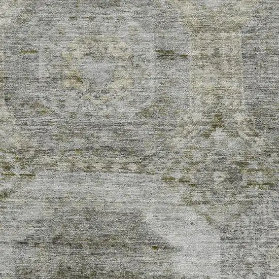 Pewter Gray And Beige Abstract Geometric Washable Area Rug With UV Protection Photo 3