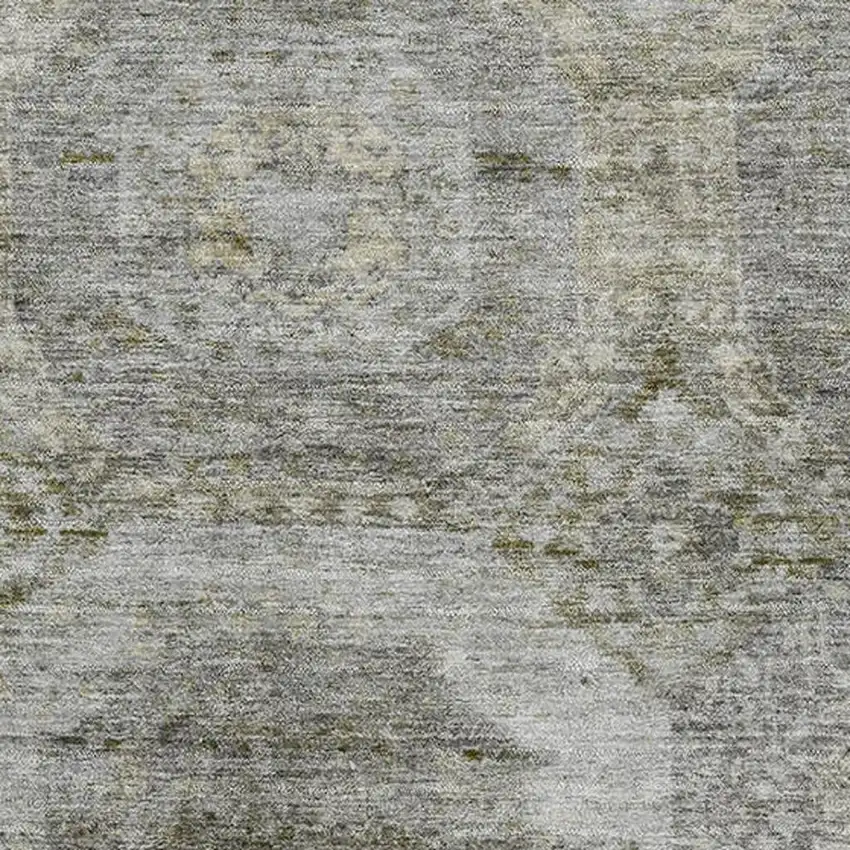 Pewter Gray And Beige Abstract Geometric Washable Area Rug With UV Protection Photo 3