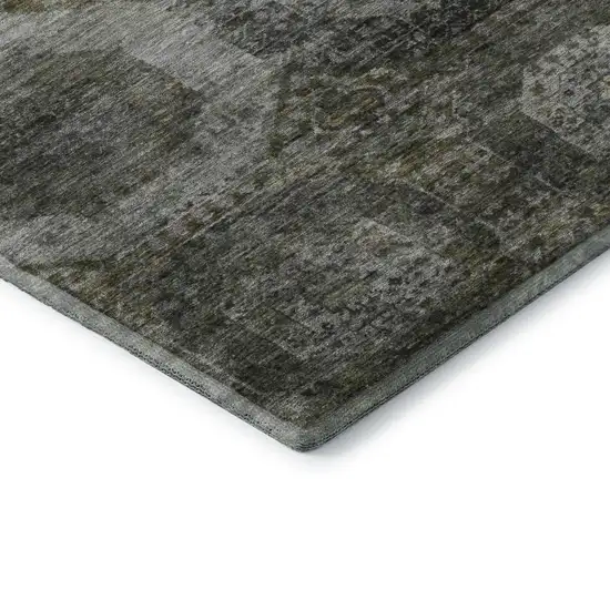 Pewter Gray And Beige Abstract Geometric Washable Area Rug With UV Protection Photo 8