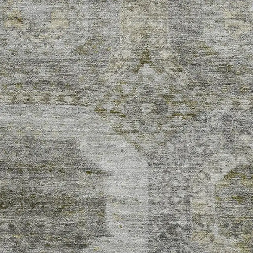 Pewter Gray And Beige Abstract Geometric Washable Area Rug With UV Protection Photo 3