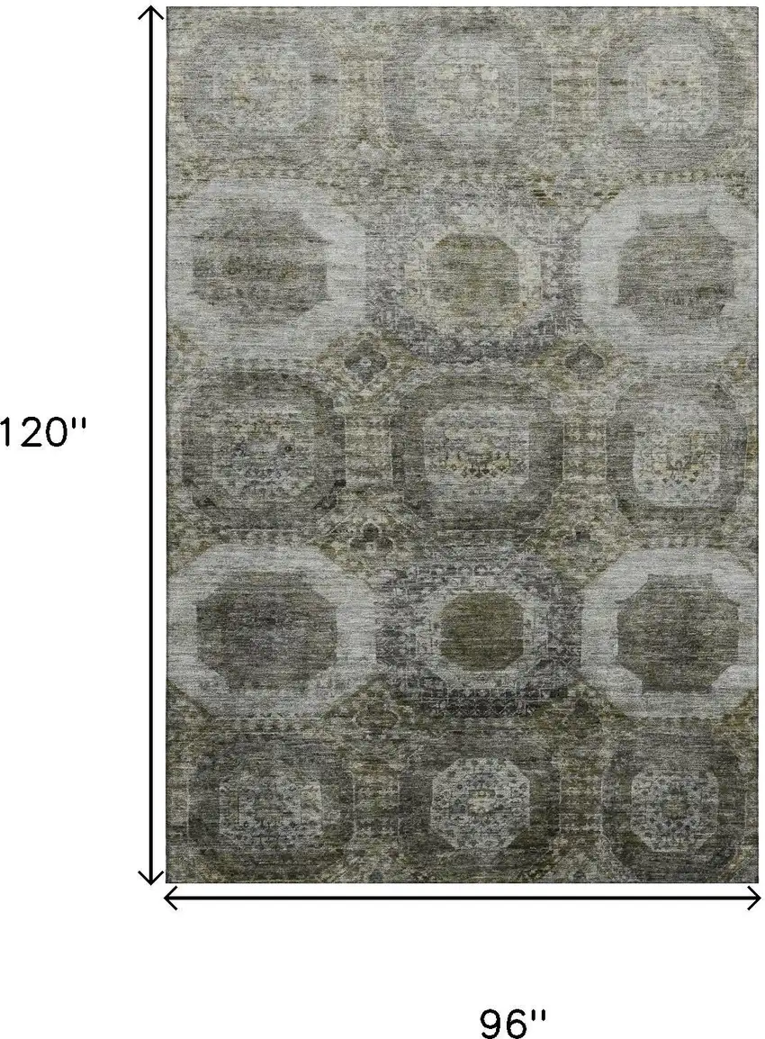 Pewter Gray And Beige Abstract Geometric Washable Area Rug With UV Protection Photo 9