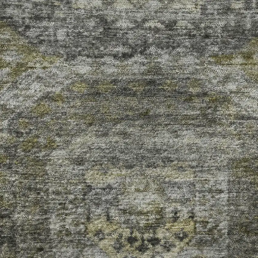 Pewter Gray And Beige Abstract Geometric Washable Area Rug With UV Protection Photo 8