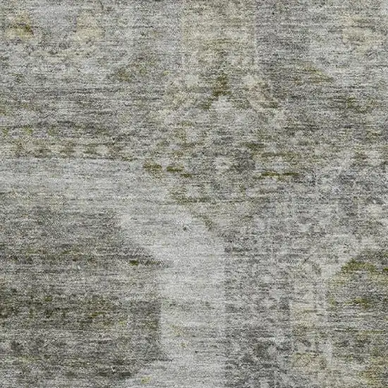 Pewter Gray And Beige Abstract Geometric Washable Area Rug With UV Protection Photo 3