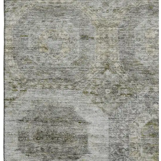 Pewter Gray And Beige Abstract Geometric Washable Area Rug With UV Protection Photo 4