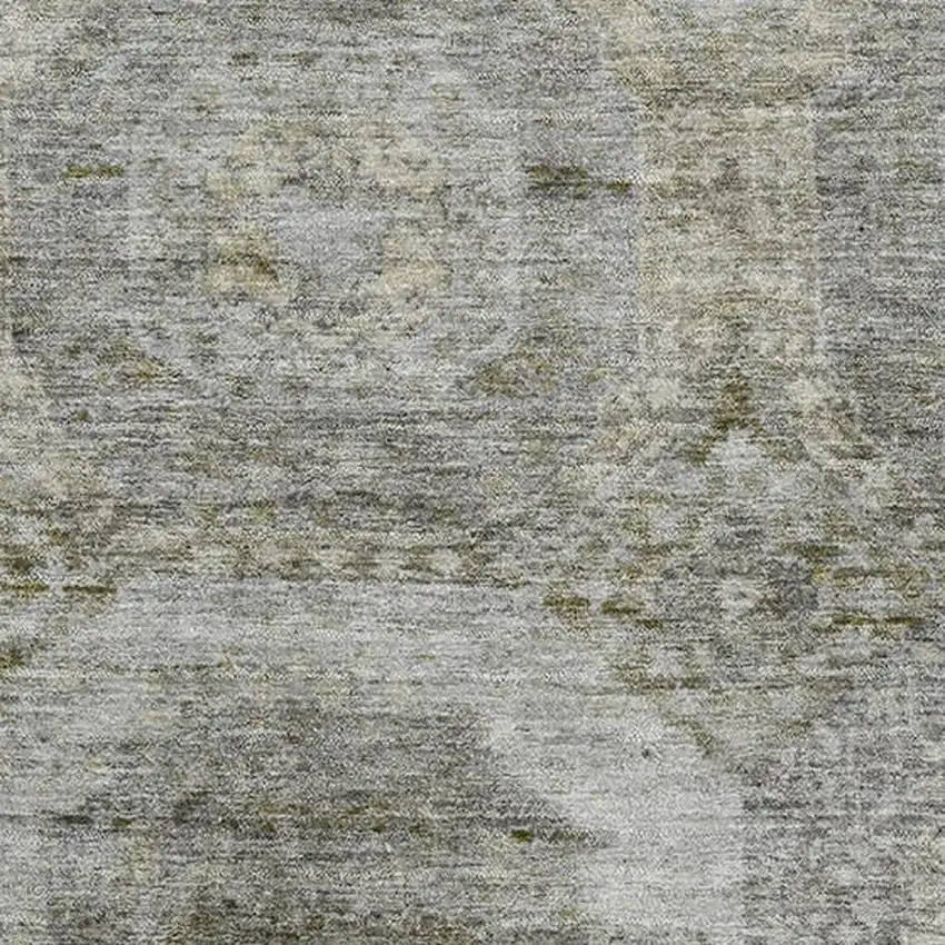 Pewter Gray And Beige Abstract Geometric Washable Area Rug With UV Protection Photo 3