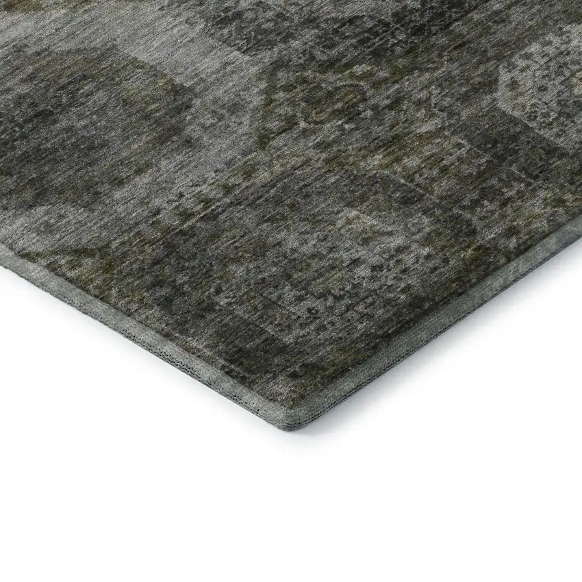 Pewter Gray And Beige Abstract Geometric Washable Area Rug With UV Protection Photo 8