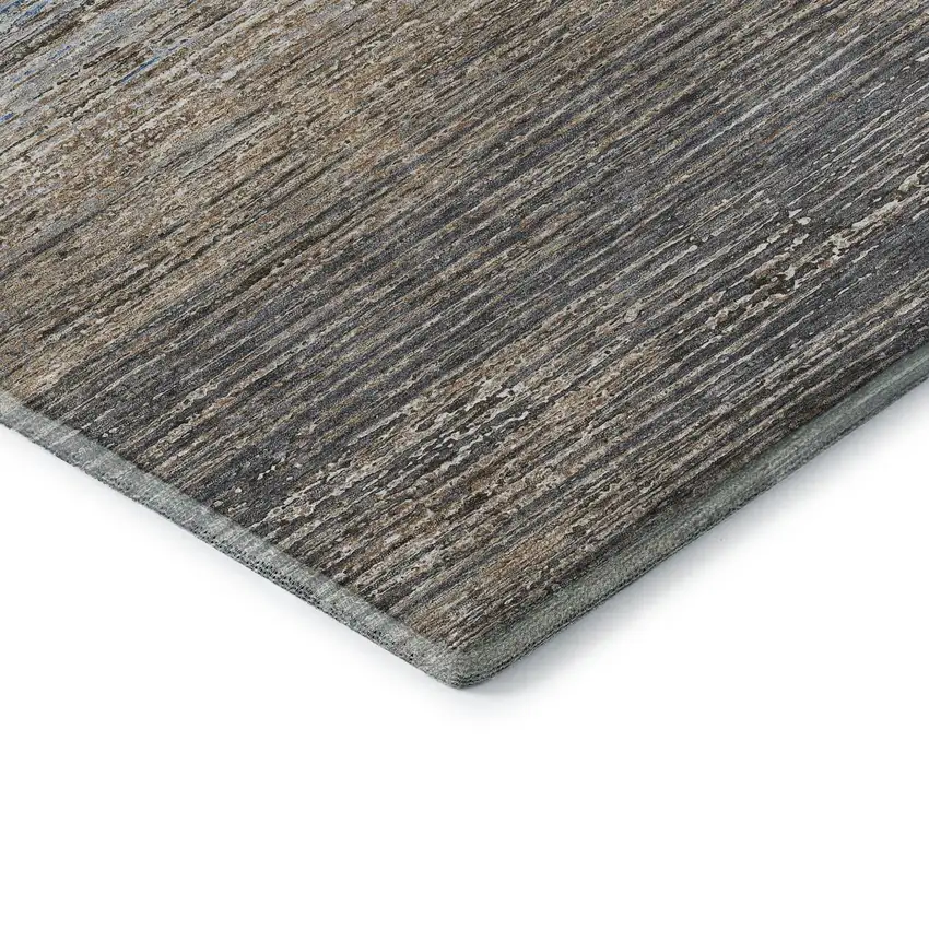 Pewter Gray And Beige Striped Washable Area Rug With UV Protection Photo 7