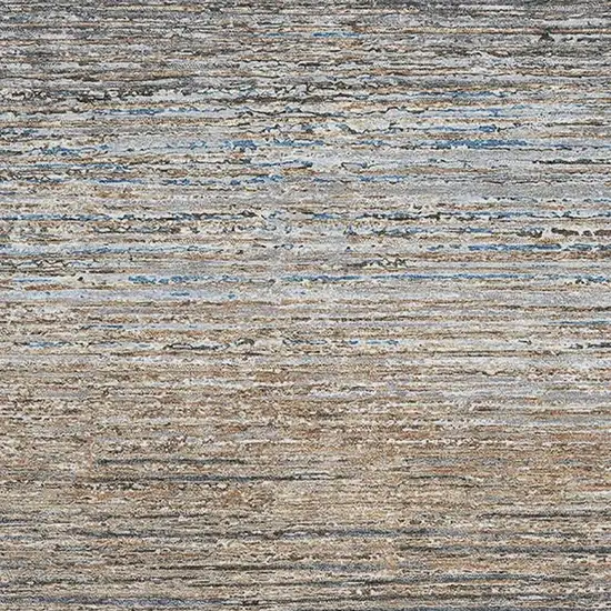 Pewter Gray And Beige Striped Washable Area Rug With UV Protection Photo 2